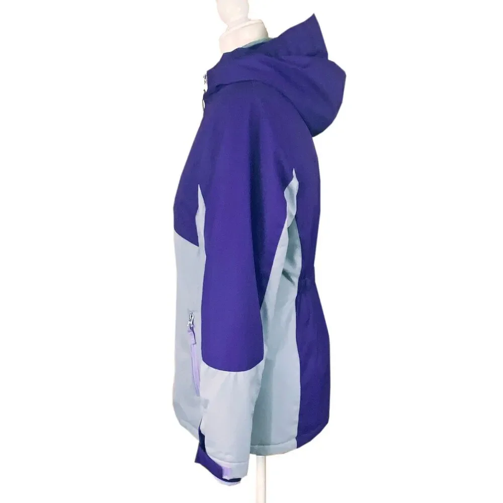 Lands' End Girls 3-in-1 Stormer Parka Size XL (16) Purple Gray Hood Fleece Lined